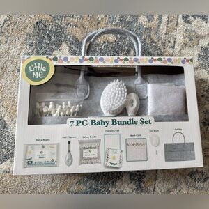 Little Me Baby Bundle Set in Gray and White
